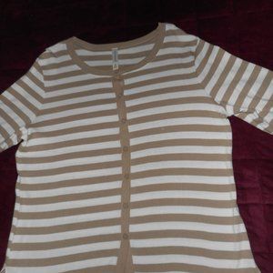 White Stag Tan/white knit top, Size L